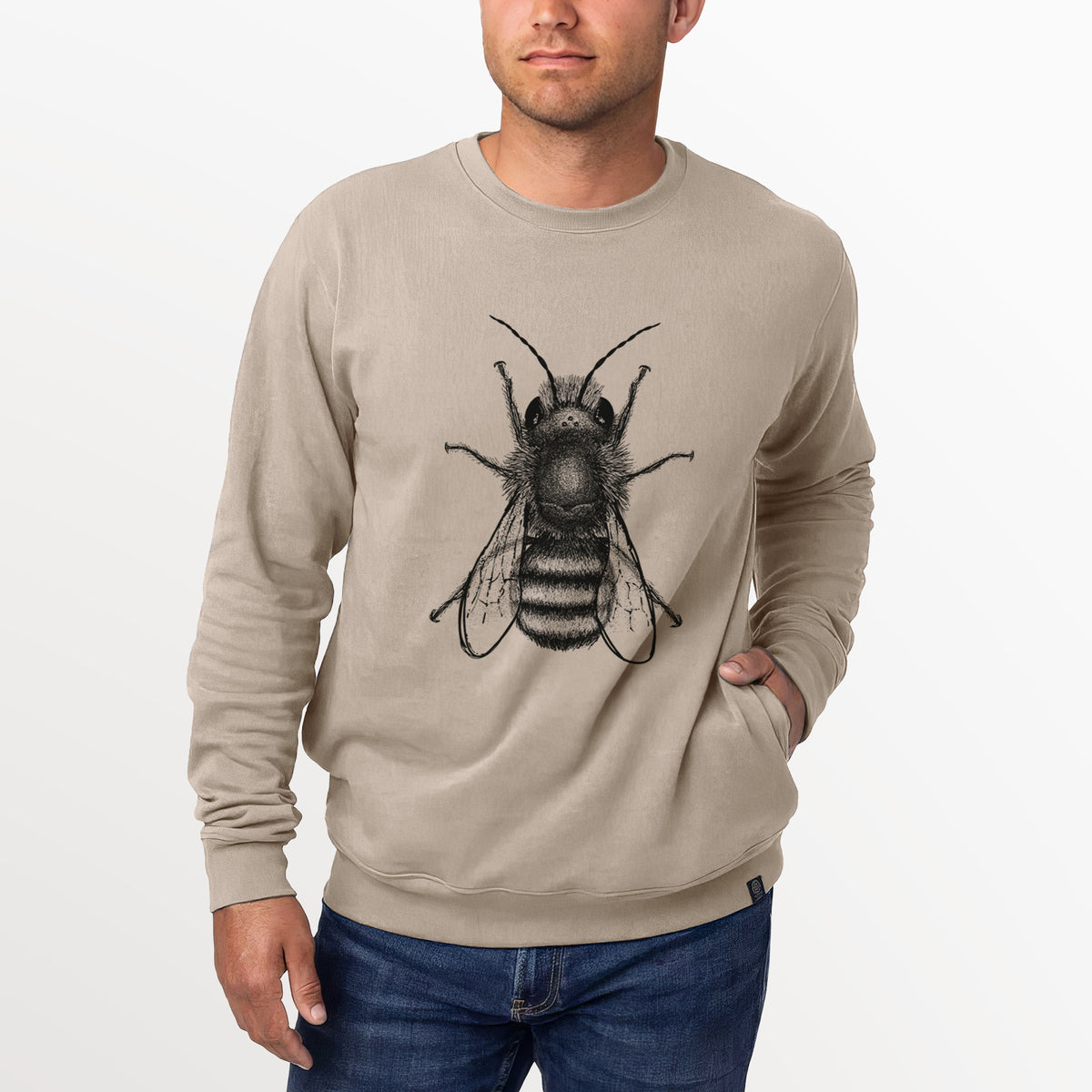 Osmia Bicornis - Red Mason Bee  - Unisex Reclaimed Crewneck Sweatshirt