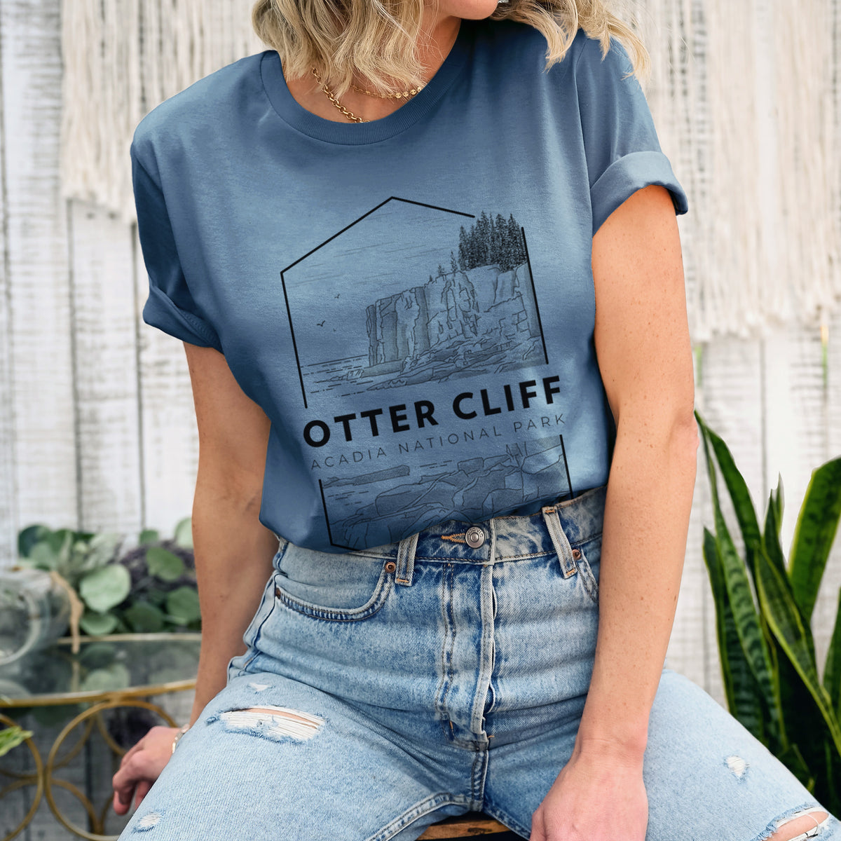 Otter Cliff - Acadia National Park - Lightweight 100% Cotton Unisex Crewneck