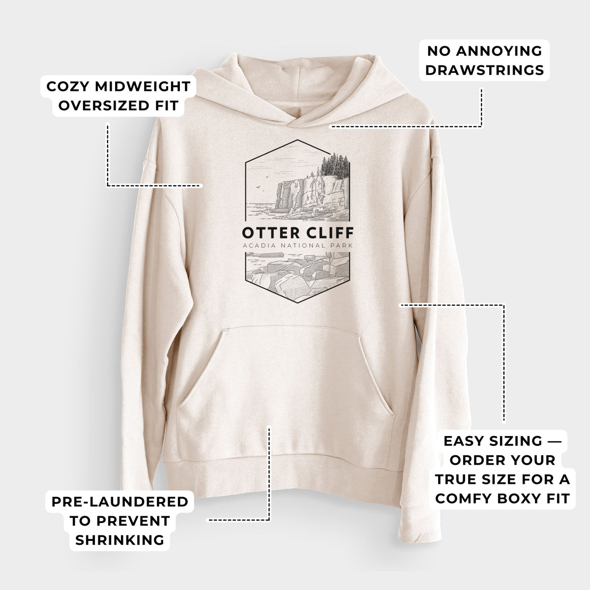 Otter Cliff - Acadia National Park  - Bodega Midweight Hoodie