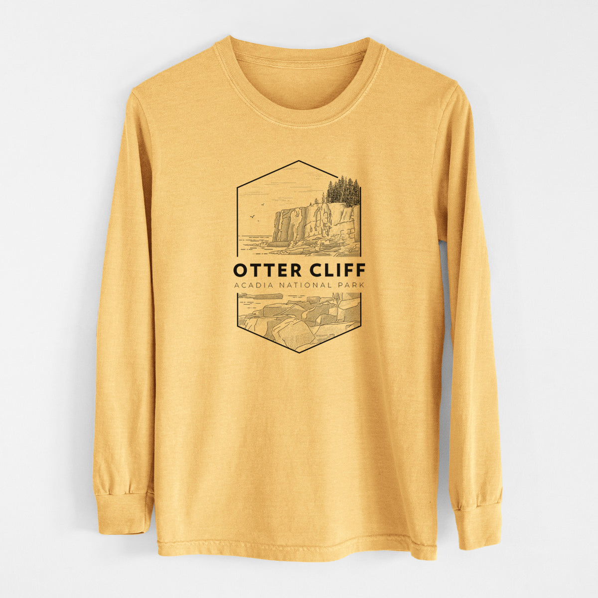 Otter Cliff - Acadia National Park - Men&#39;s Heavyweight 100% Cotton Long Sleeve