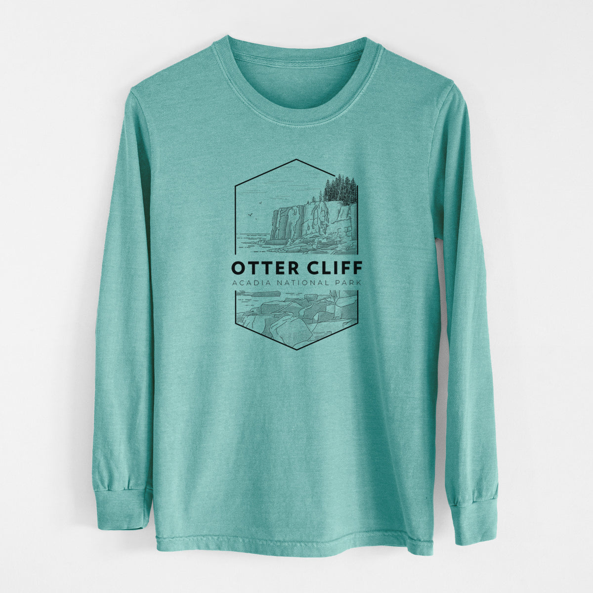 Otter Cliff - Acadia National Park - Men&#39;s Heavyweight 100% Cotton Long Sleeve