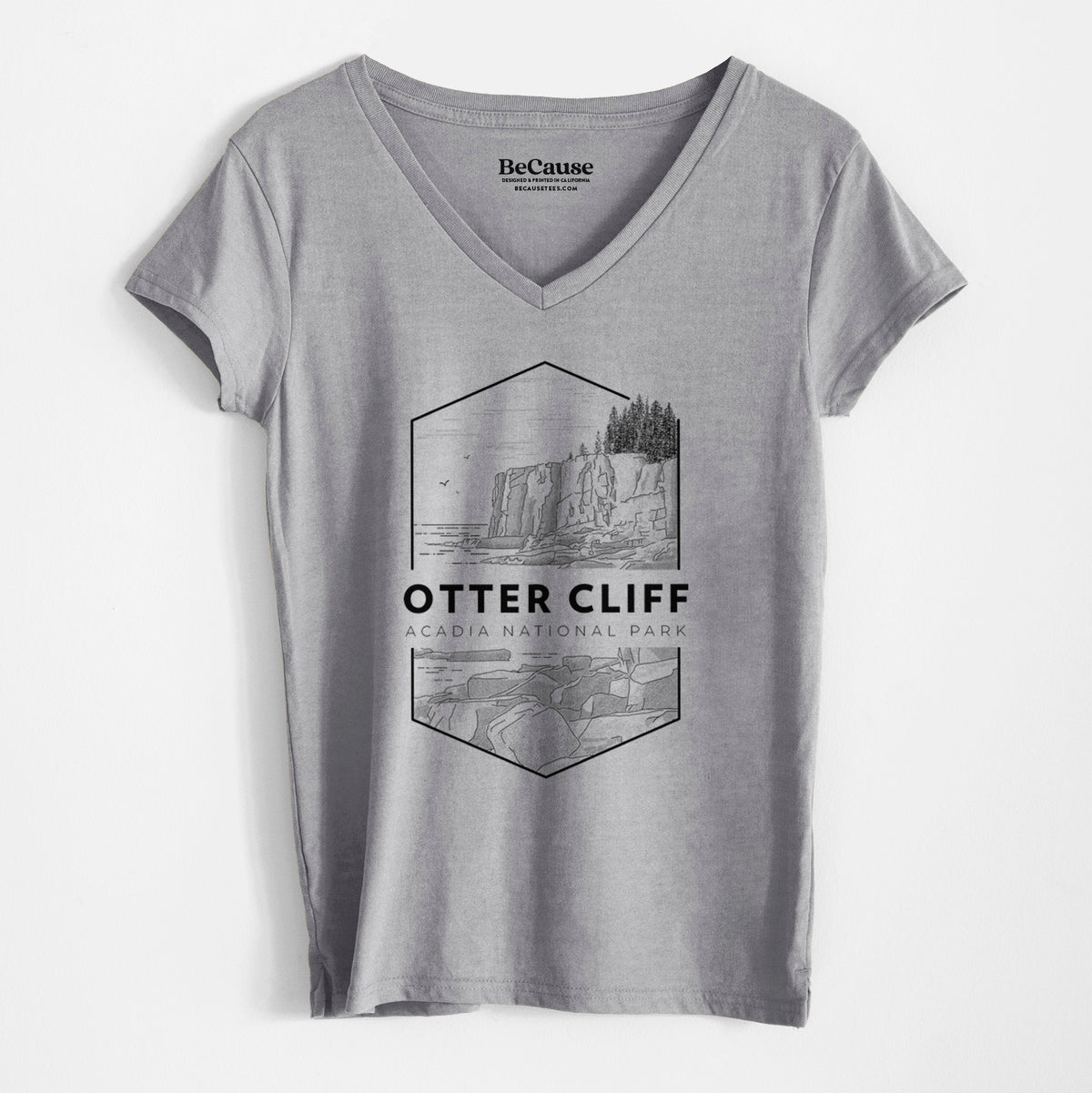 Otter Cliff - Acadia National Park - Women&#39;s 100% Recycled V-neck