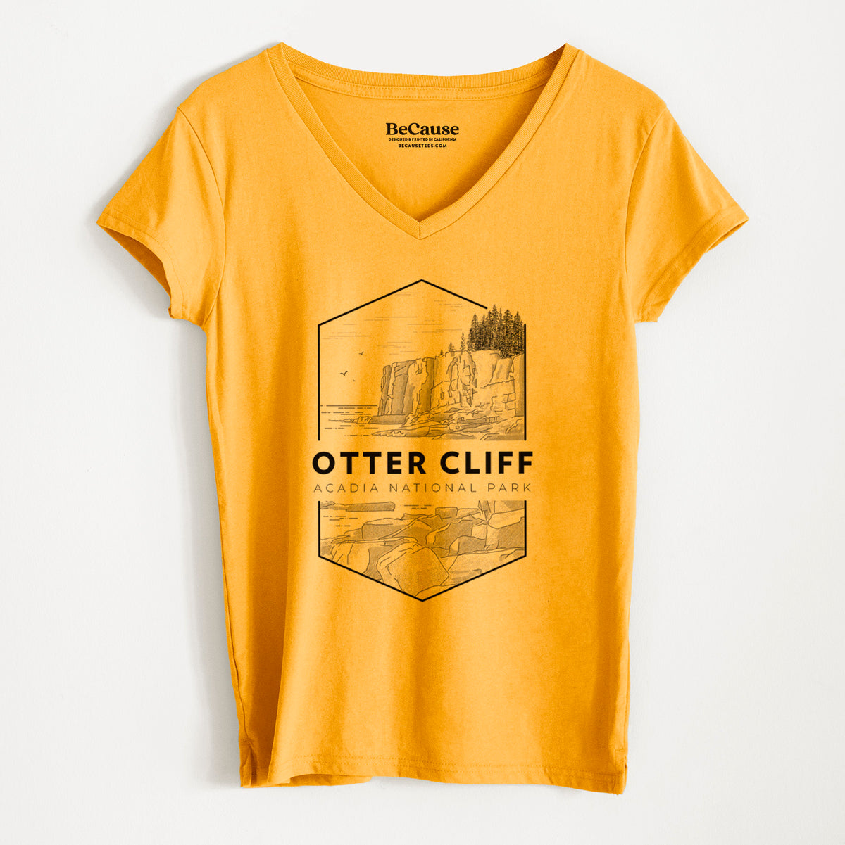 Otter Cliff - Acadia National Park - Women&#39;s 100% Recycled V-neck