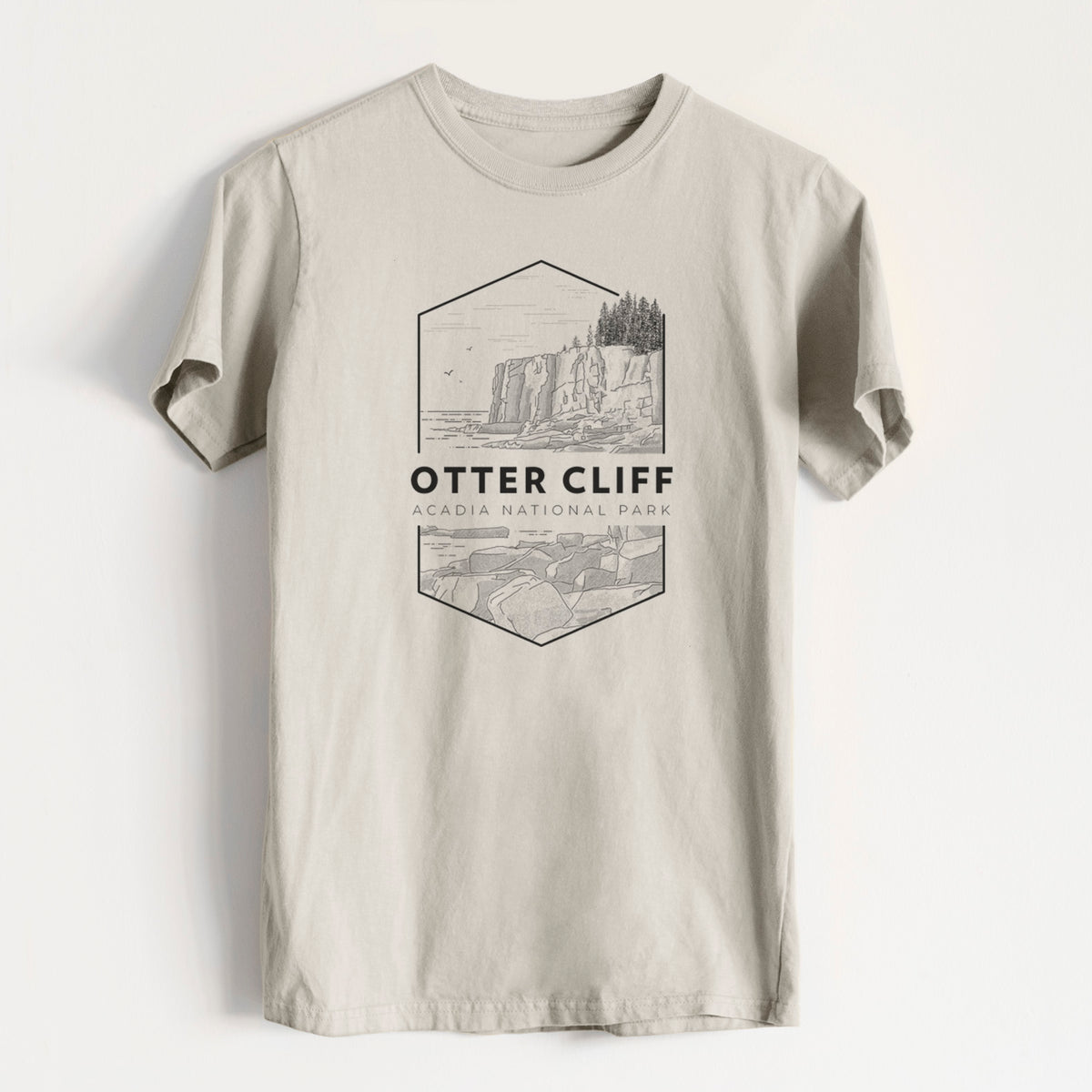 Otter Cliff - Acadia National Park - Heavyweight Men&#39;s 100% Organic Cotton Tee