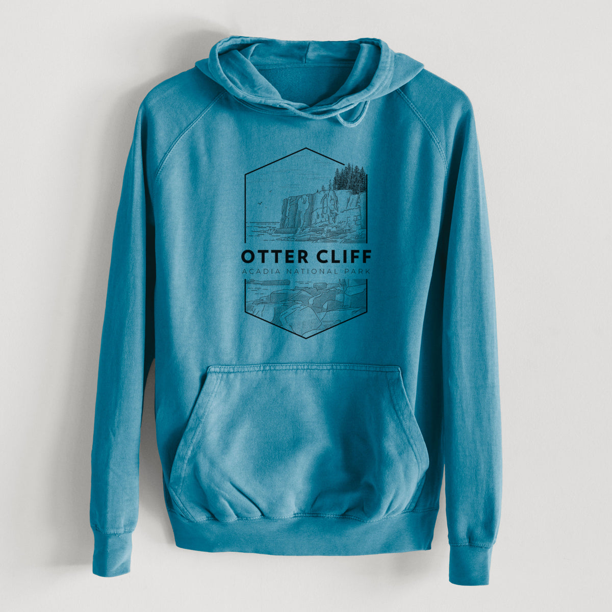 Otter Cliff - Acadia National Park  - Mid-Weight Unisex Vintage 100% Cotton Hoodie