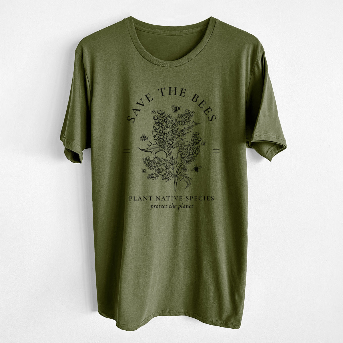 CLOSEOUT - Save the Bees - Plant Native Species - Unisex Crewneck - Made in USA - 100% Organic Cotton