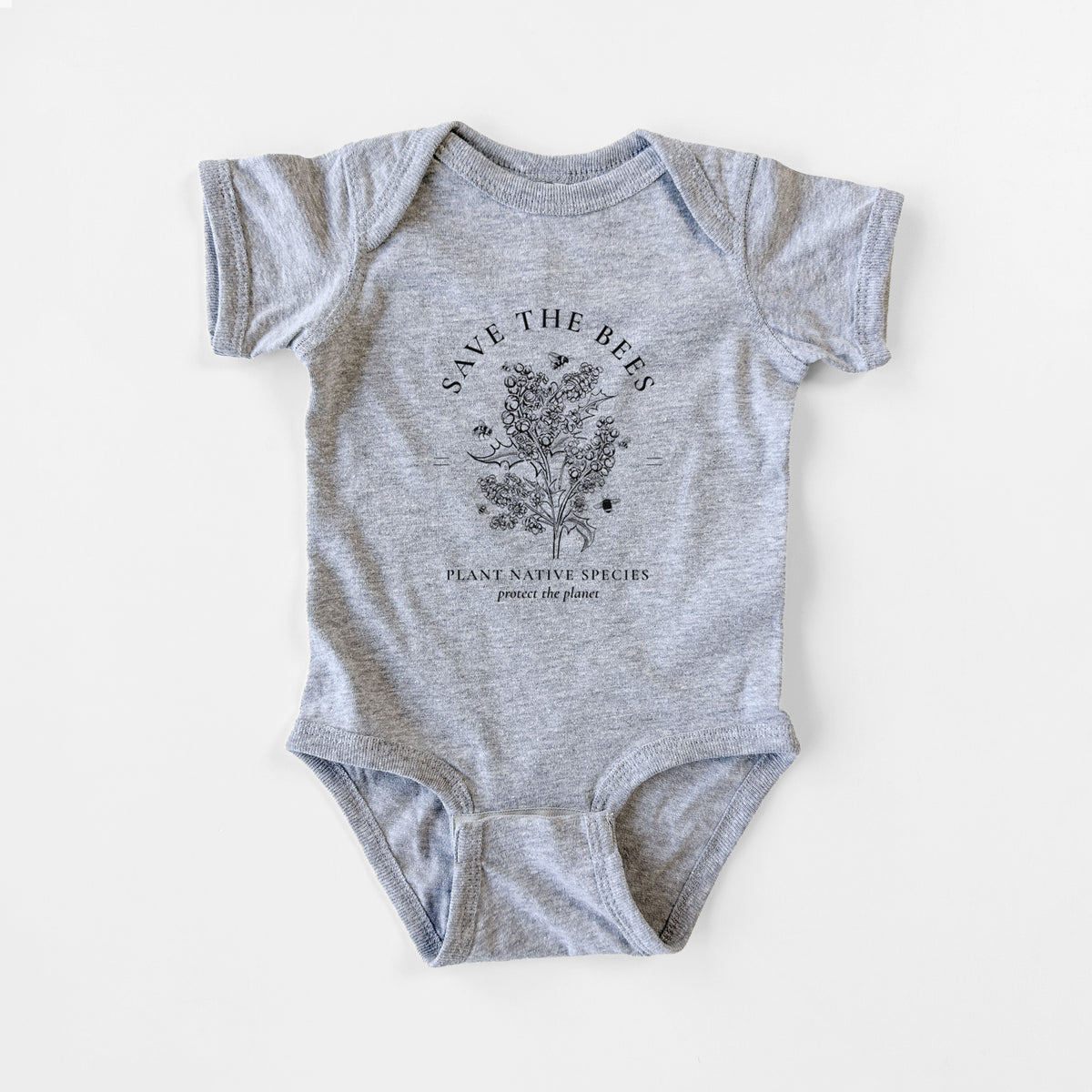 Save the Bees - Plant Native Species - Baby Fine Jersey Bodysuit
