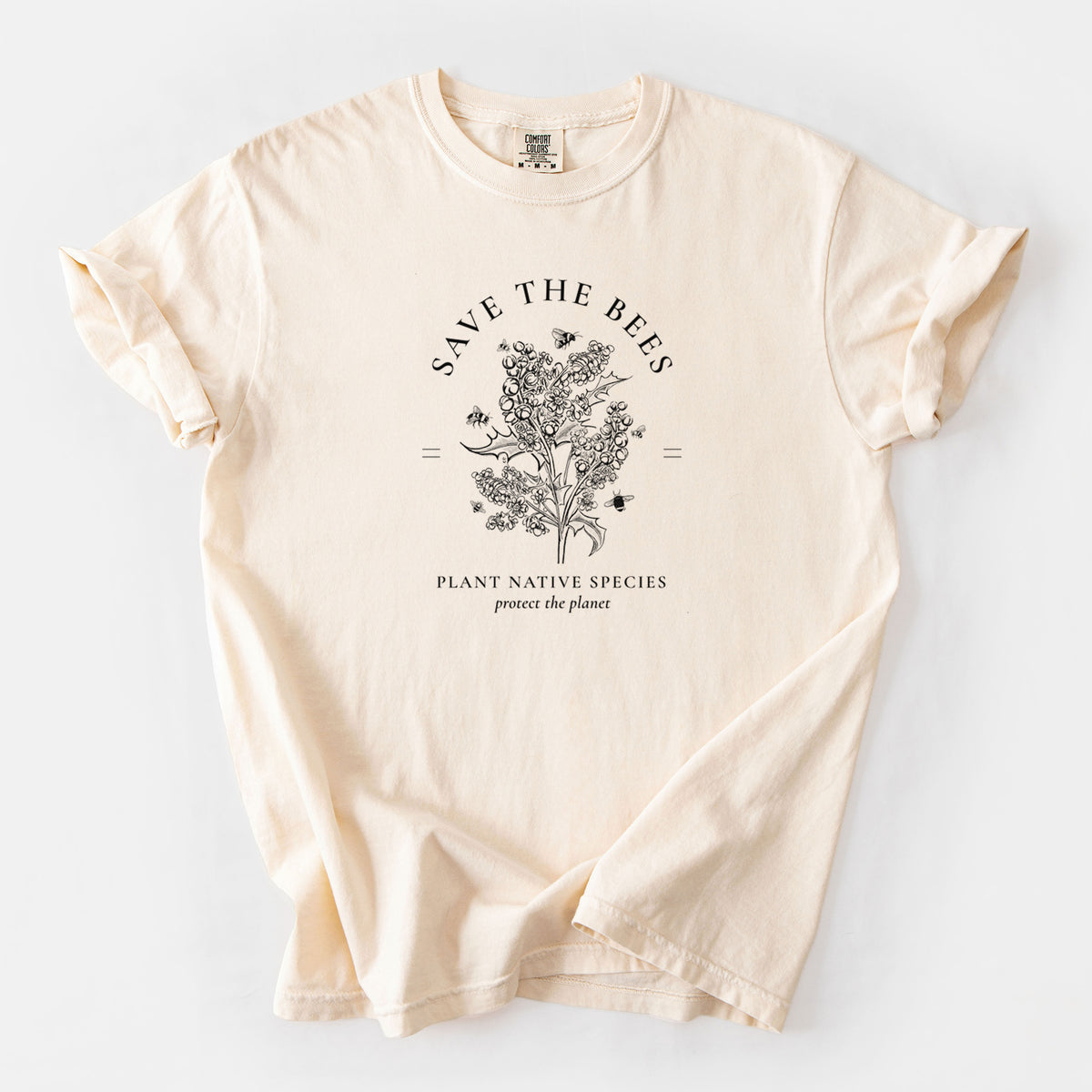 Save the Bees - Plant Native Species - Unisex Comfort Colors Garment-Dyed Heavyweight T-shirt