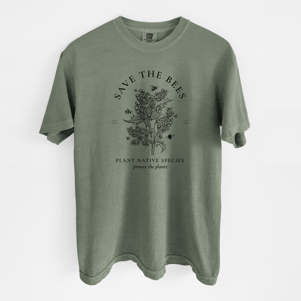Save the Bees - Plant Native Species - Unisex Comfort Colors Garment-Dyed Heavyweight T-shirt