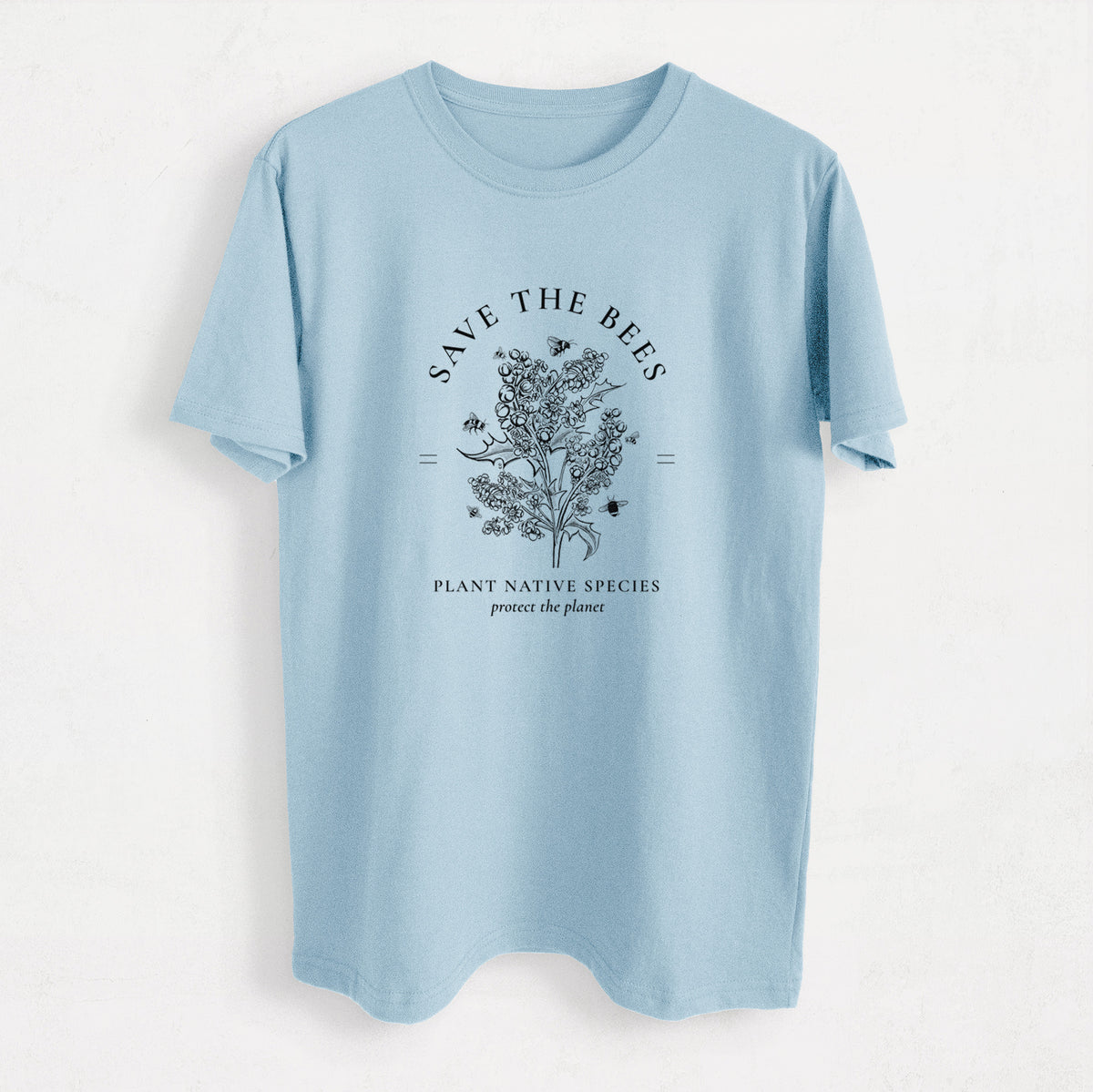 Save the Bees - Plant Native Species - Heavyweight Men&#39;s 100% Organic Cotton Tee
