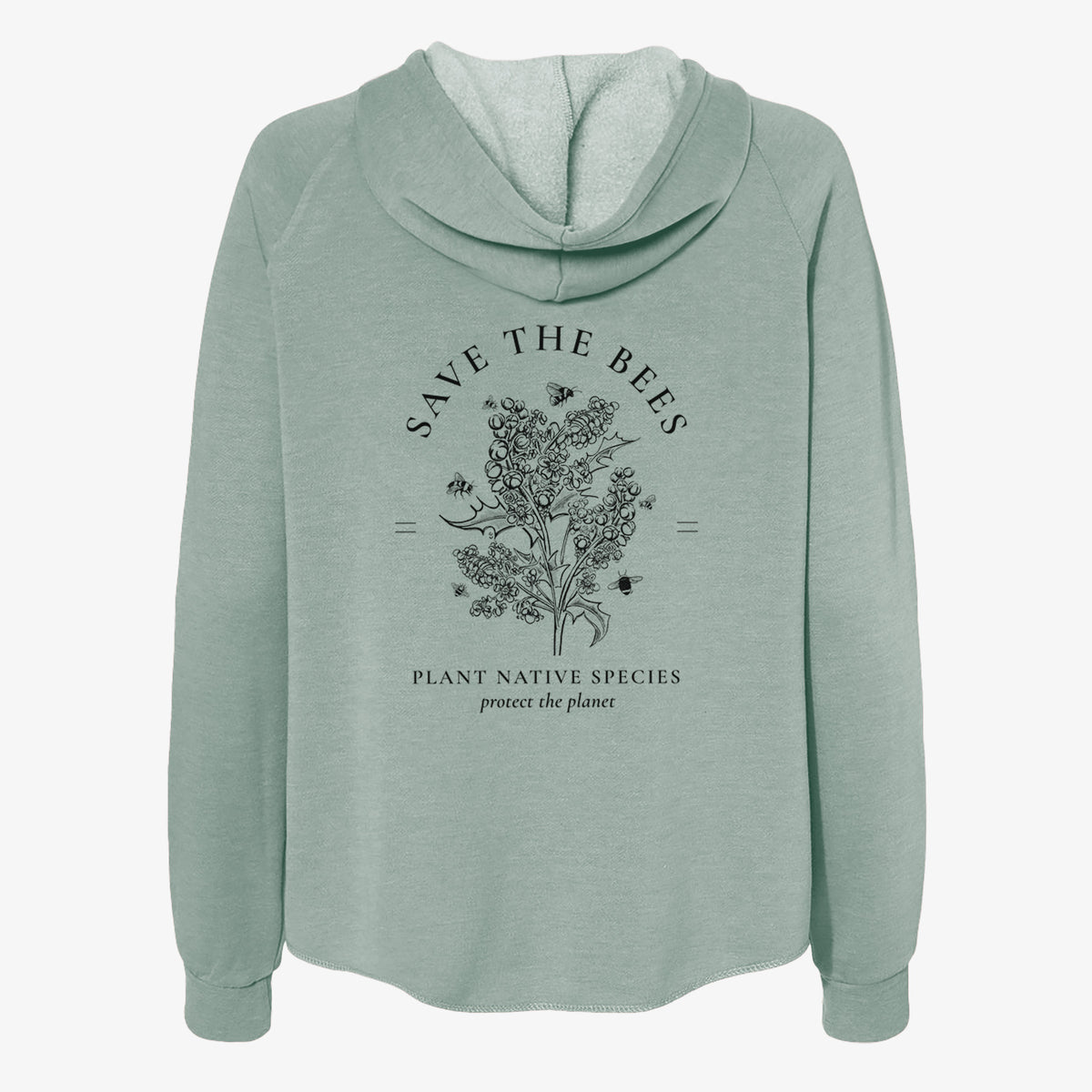 Save the Bees - Plant Native Species - Women's Cali Wave Zip-Up Sweatshirt