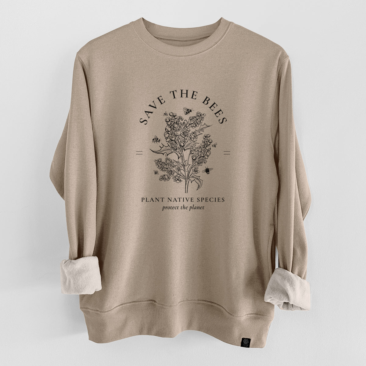 Save the Bees - Plant Native Species  - Unisex Reclaimed Crewneck Sweatshirt