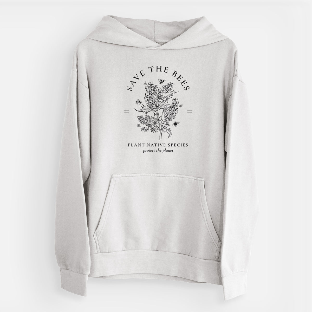 Save the Bees - Plant Native Species  - Urban Heavyweight Hoodie