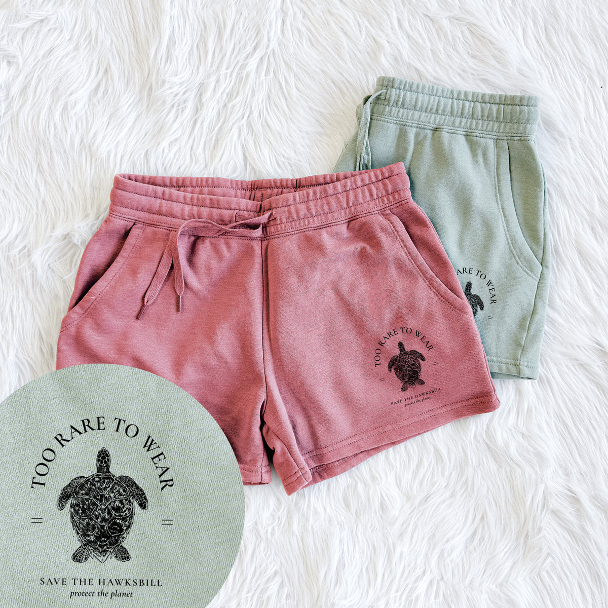 Too Rare to Wear - Save the Hawksbill - Women&#39;s Cali Wave Shorts