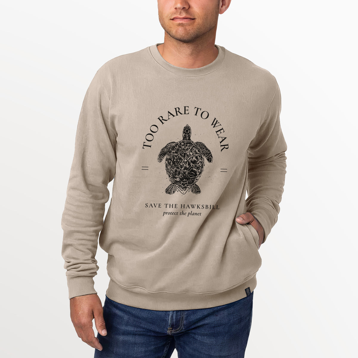 Too Rare to Wear - Save the Hawksbill  - Unisex Reclaimed Crewneck Sweatshirt