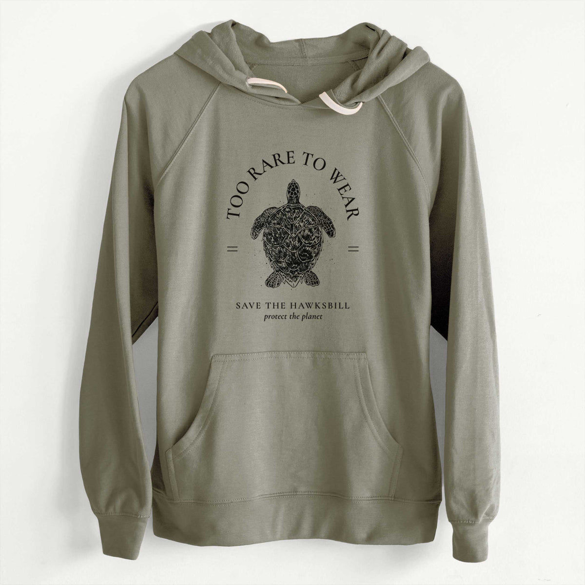 CLEARANCE - Too Rare to Wear - Save the Hawksbill  - Unisex Slim Fit Loopback Terry Hoodie