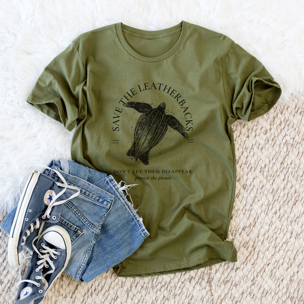 CLOSEOUT - Save the Leatherbacks - Don&#39;t Let Them Disappear - Unisex Crewneck - Made in USA - 100% Organic Cotton