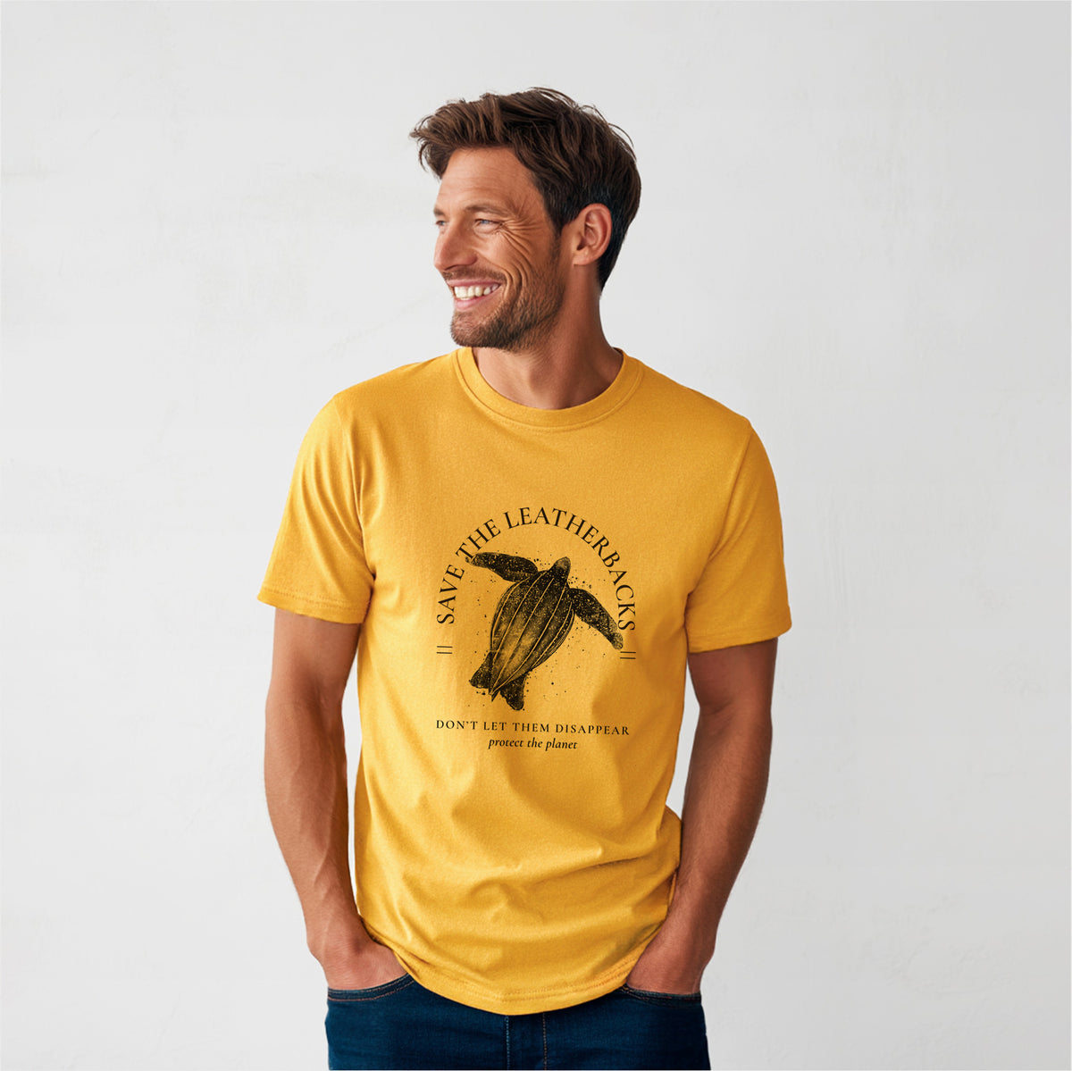 Save the Leatherbacks - Don&#39;t Let Them Disappear - Heavyweight Men&#39;s 100% Organic Cotton Tee