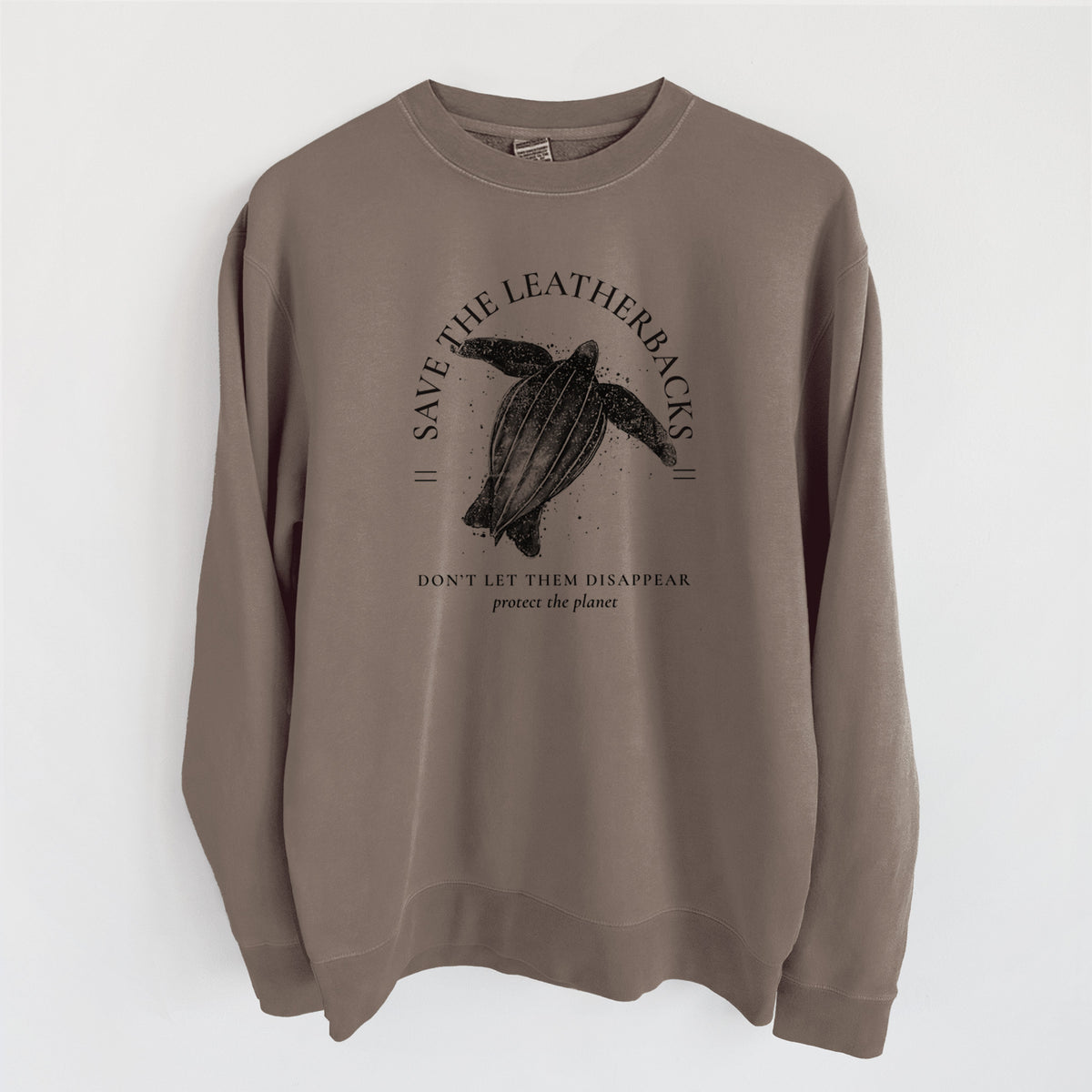 Save the Leatherbacks - Don't Let Them Disappear - Unisex Pigment Dyed Crew Sweatshirt in Espresso Brown Color