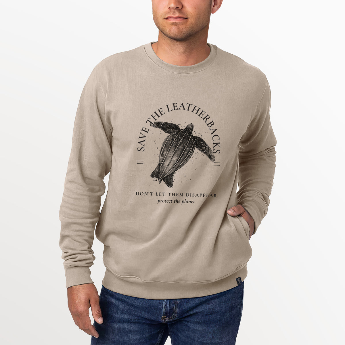 Save the Leatherbacks - Don&#39;t Let Them Disappear  - Unisex Reclaimed Crewneck Sweatshirt