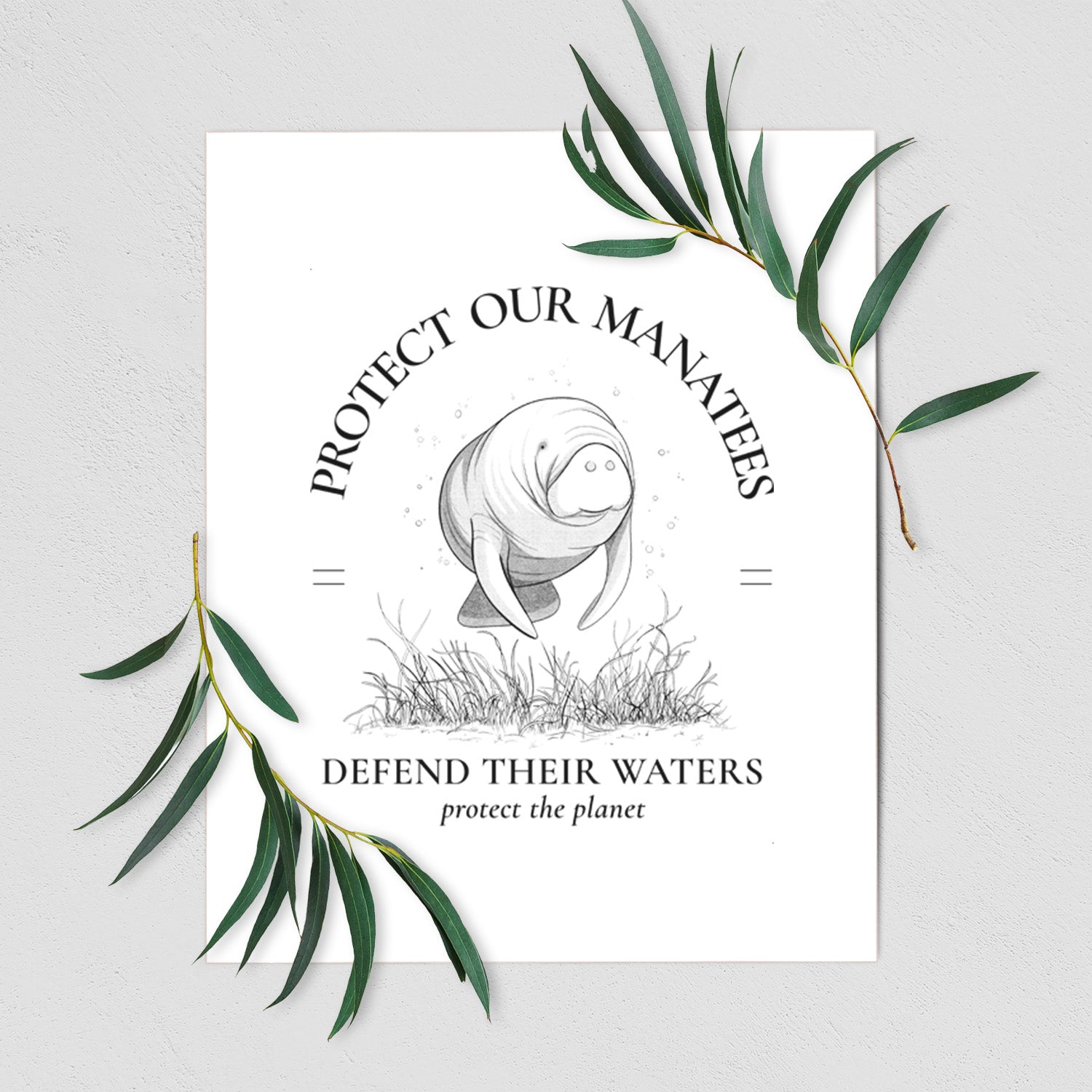 Protect The Manatees - Defend Their Waters - Fine Art Print