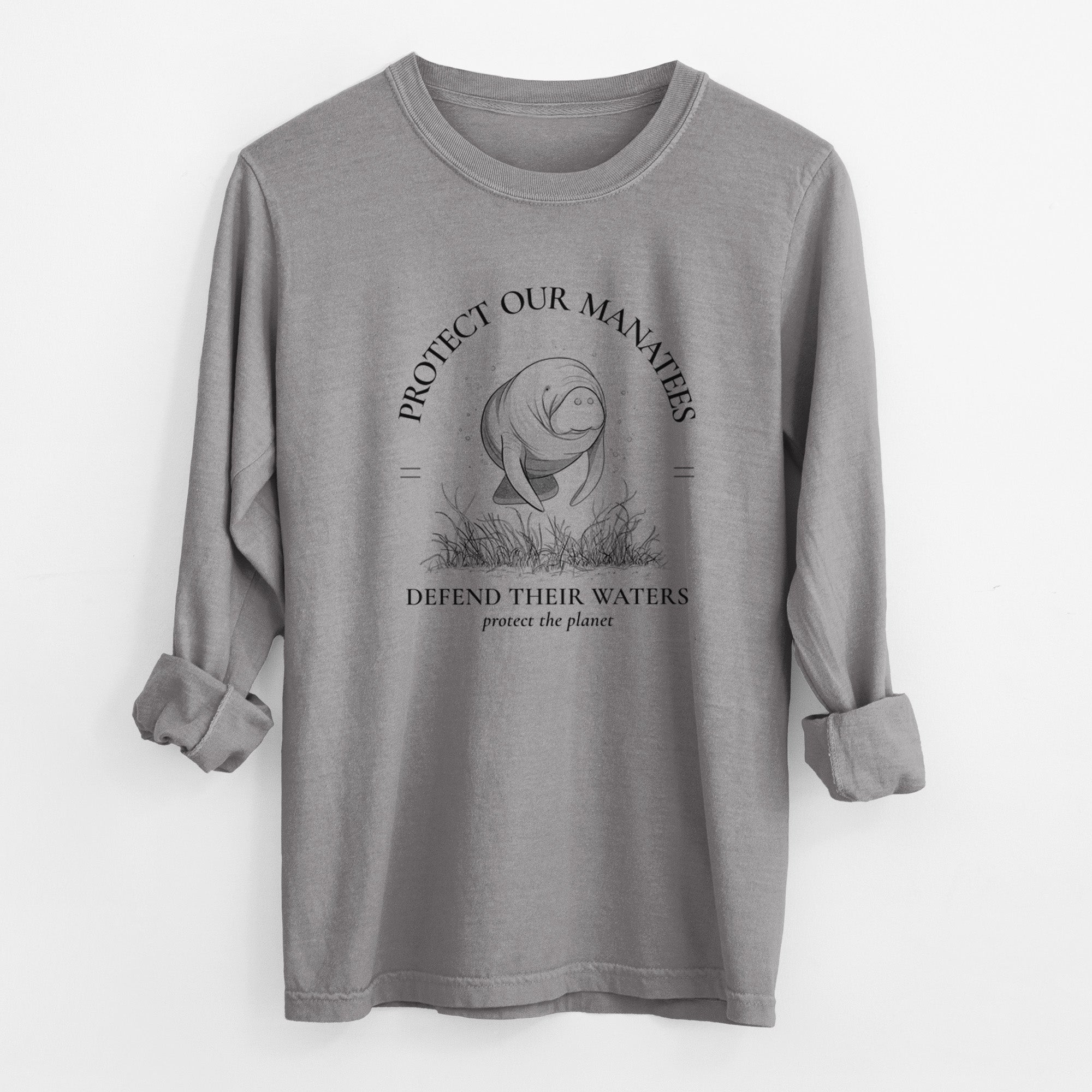 Protect The Manatees - Defend Their Waters - Unisex Comfort Colors 100% Cotton Long Sleeve