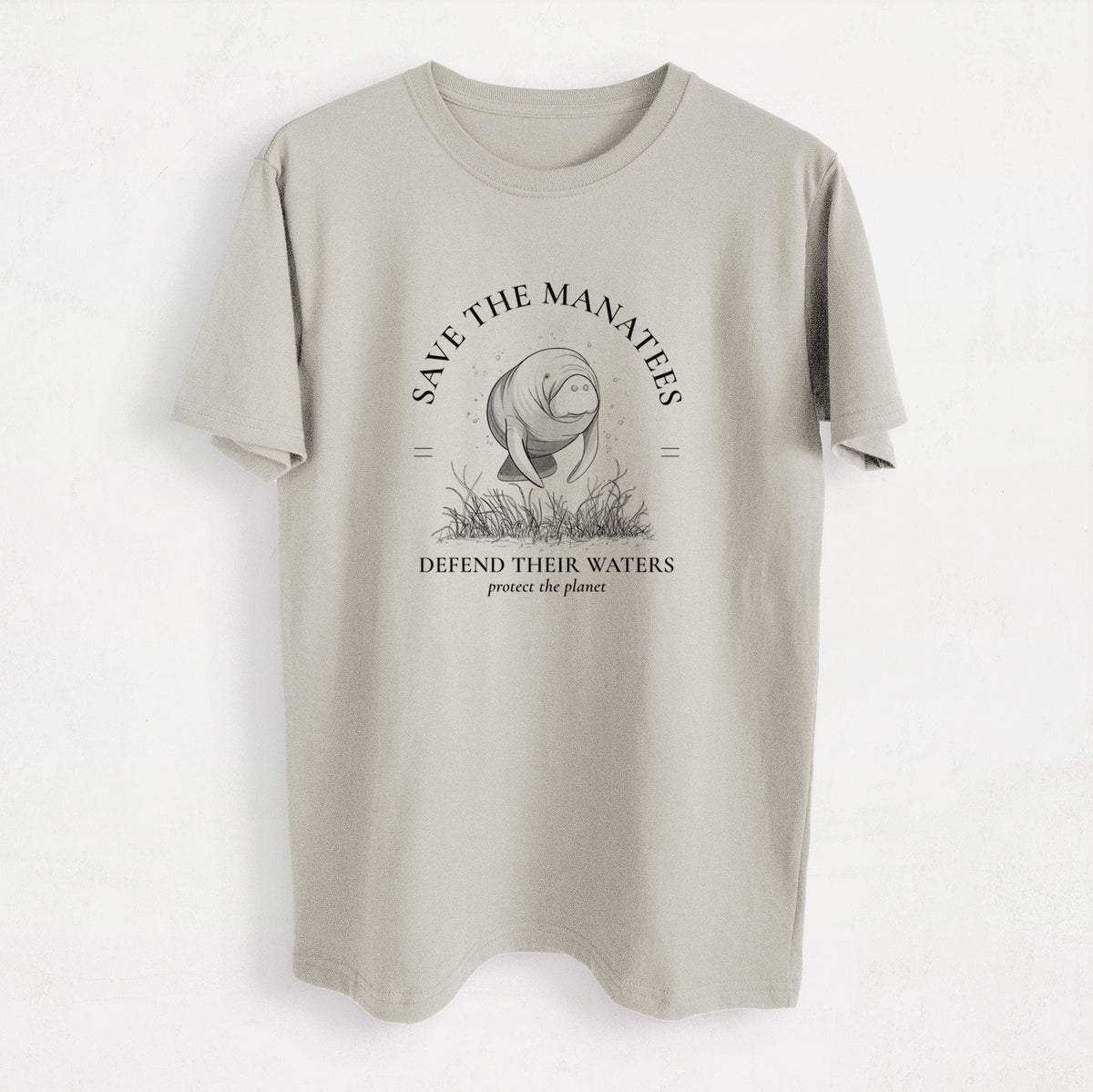 Protect The Manatees - Defend Their Waters - Heavyweight Men&#39;s 100% Organic Cotton Tee