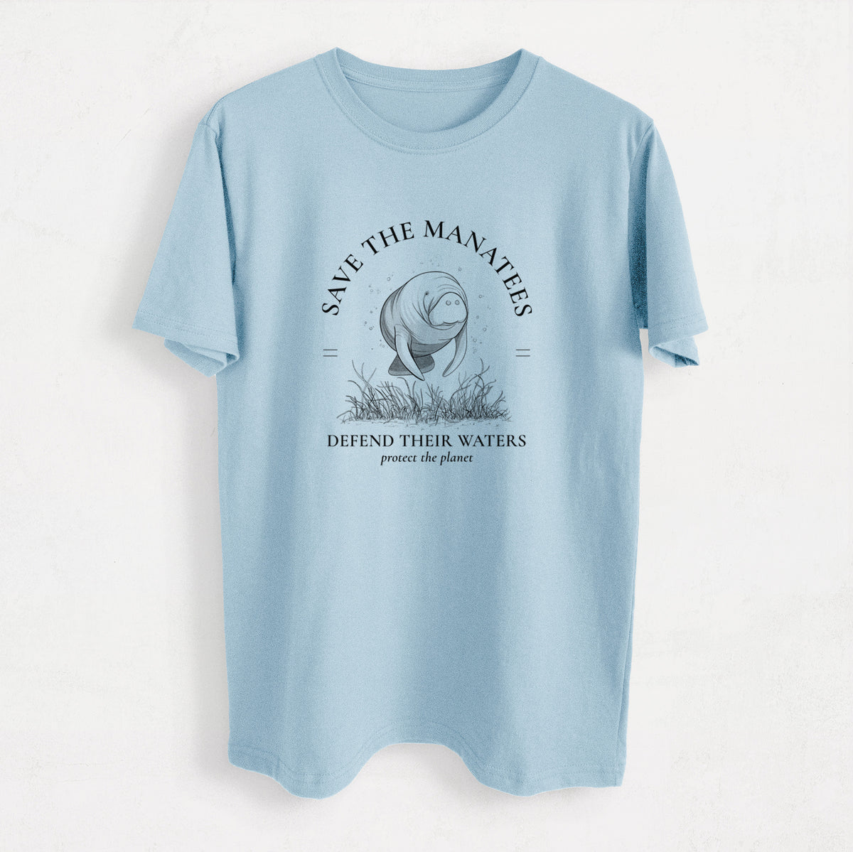Protect The Manatees - Defend Their Waters - Heavyweight Men&#39;s 100% Organic Cotton Tee