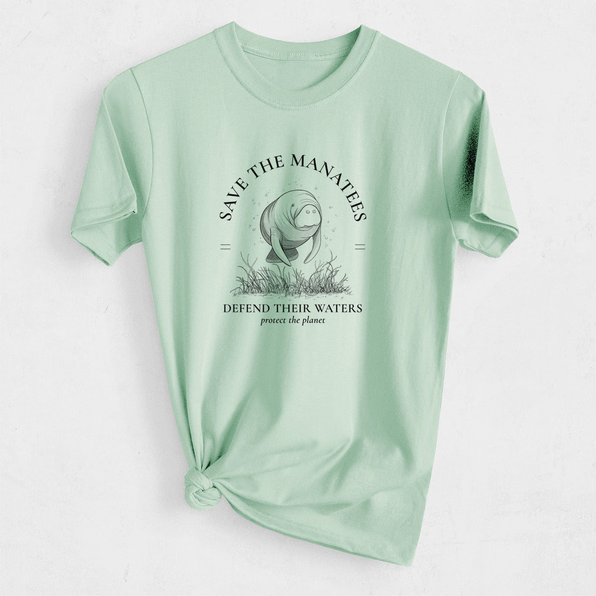 Protect The Manatees - Defend Their Waters - Heavyweight Men&#39;s 100% Organic Cotton Tee