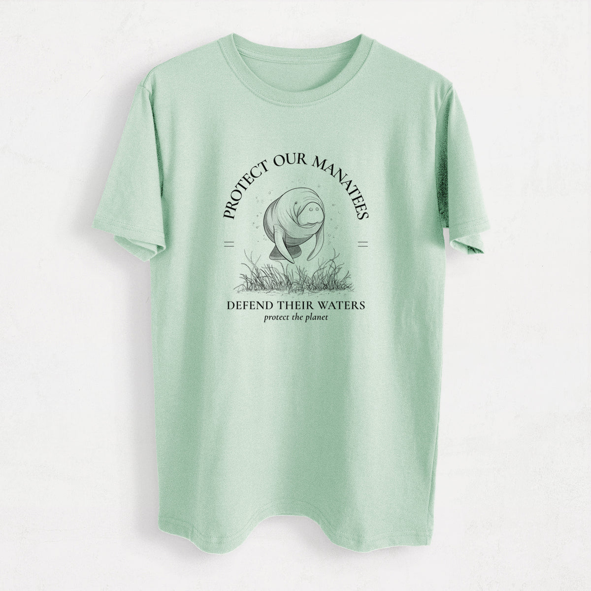 Protect The Manatees - Defend Their Waters - Heavyweight Men&#39;s 100% Organic Cotton Tee