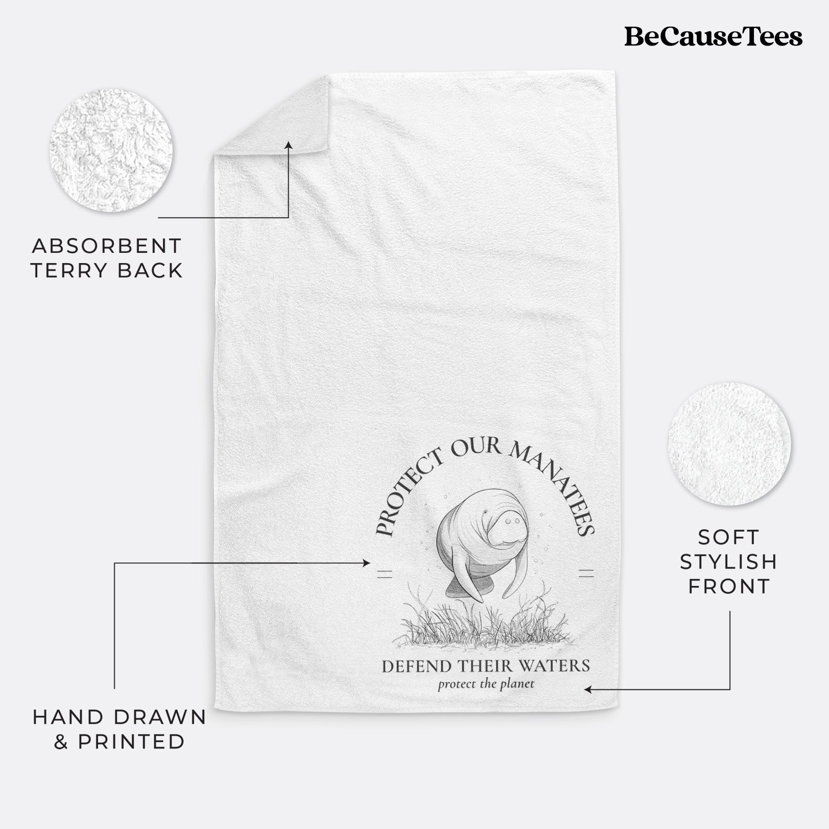 Protect The Manatees - Defend Their Waters Premium Decorative Hand Towel
