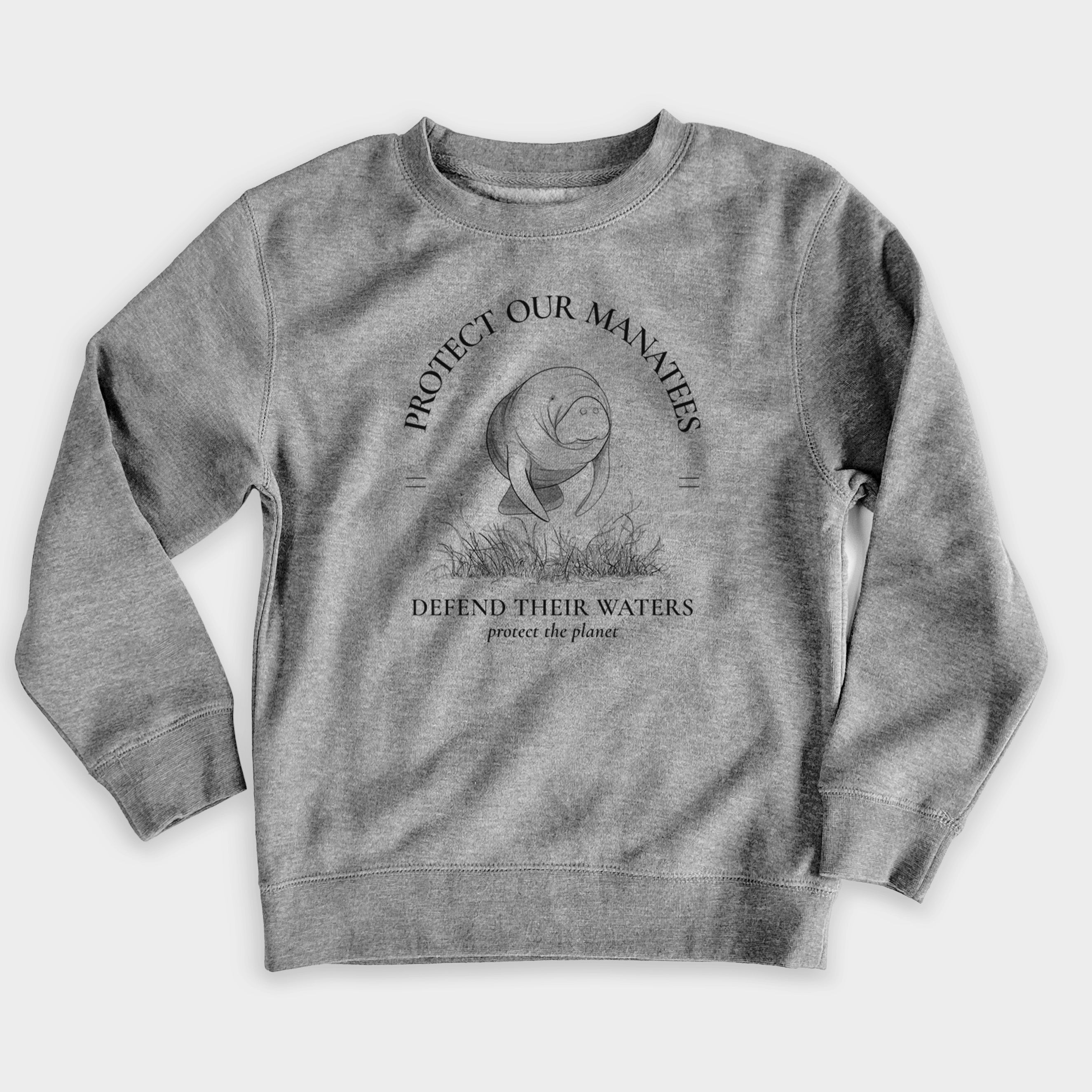 Protect The Manatees - Defend Their Waters - Youth Lightweight Crewneck Sweatshirt