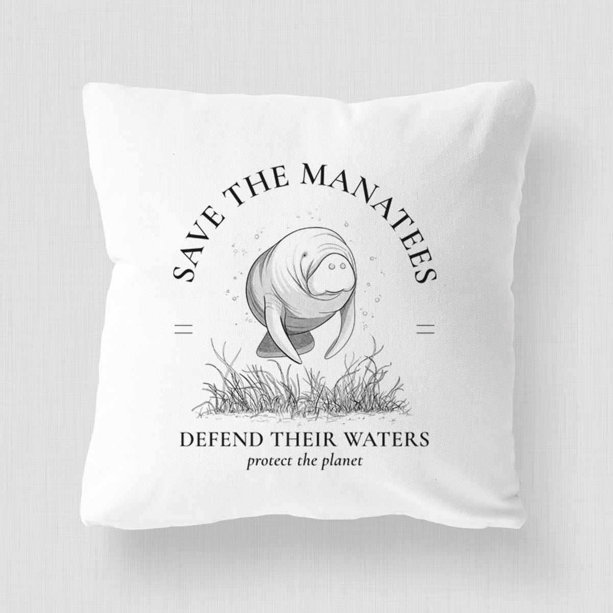 Protect The Manatees - Defend Their Waters - Throw Pillow Cover