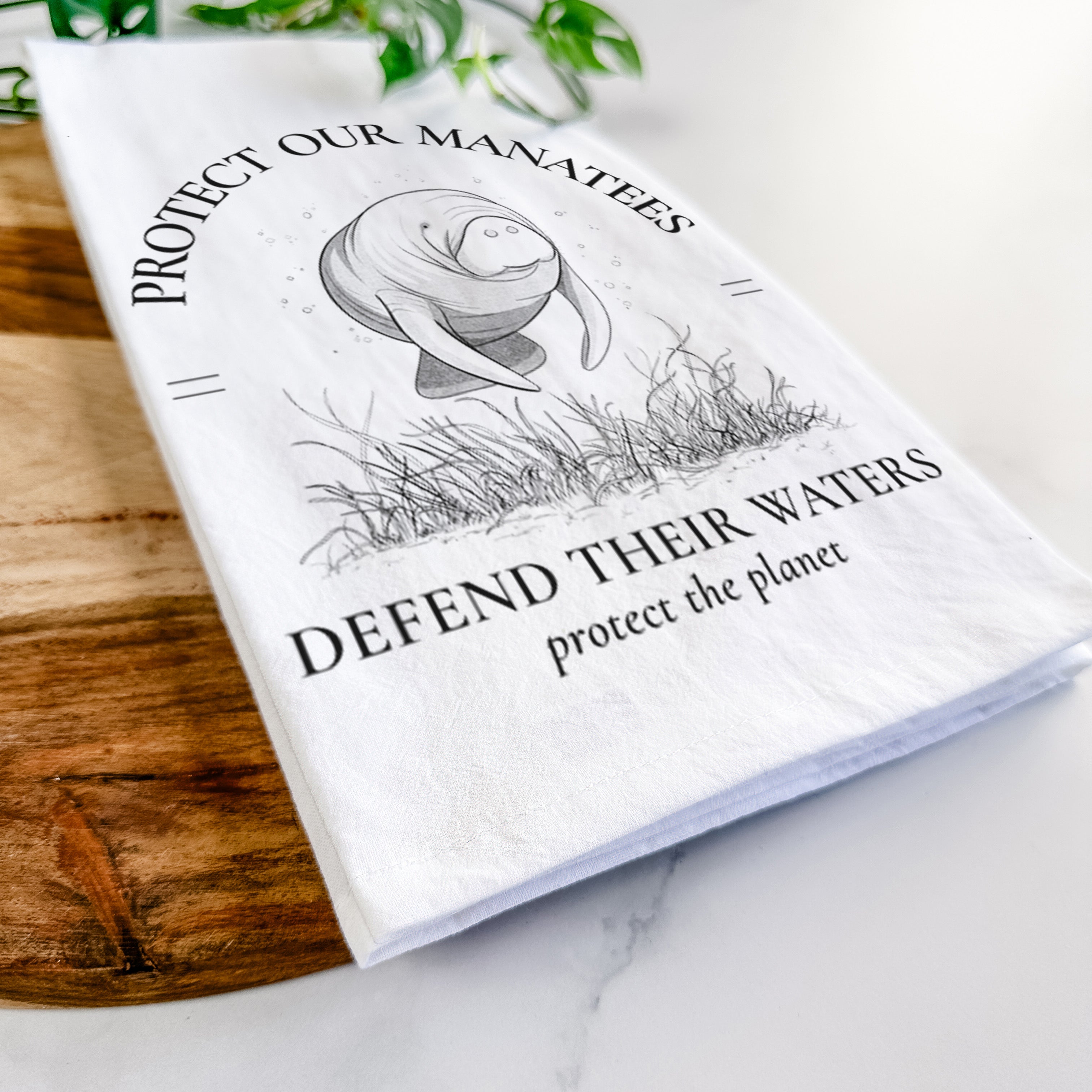 Protect The Manatees - Defend Their Waters Tea Towel