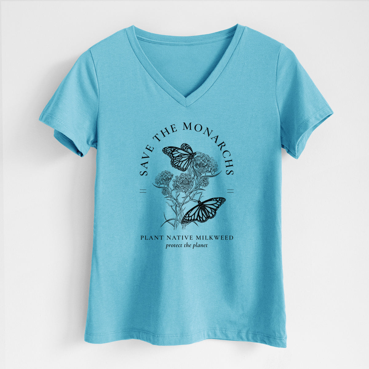 Save the Monarchs - Plant Native Milkweed - Women&#39;s Lightweight Relaxed Fit 100% Cotton V-neck