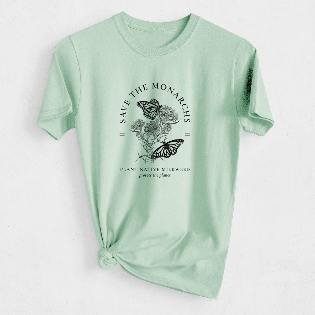 Save the Monarchs - Plant Native Milkweed - Heavyweight Men&#39;s 100% Organic Cotton Tee