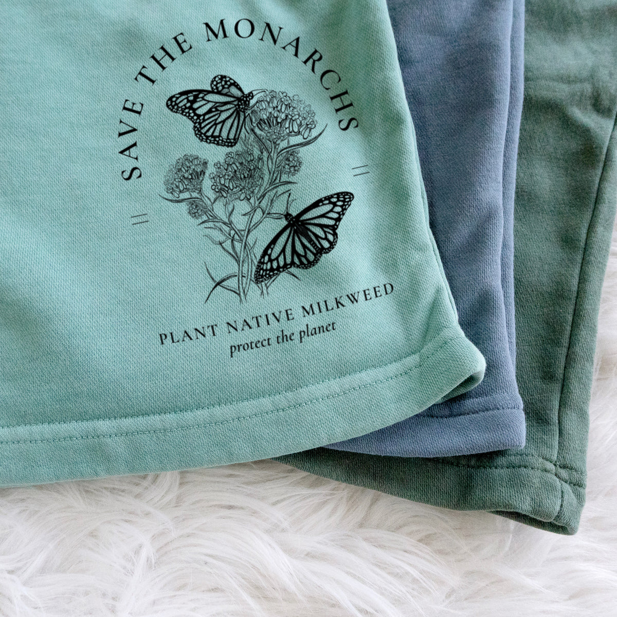 Save the Monarchs - Plant Native Milkweed - Unisex Pigment Dyed Shorts