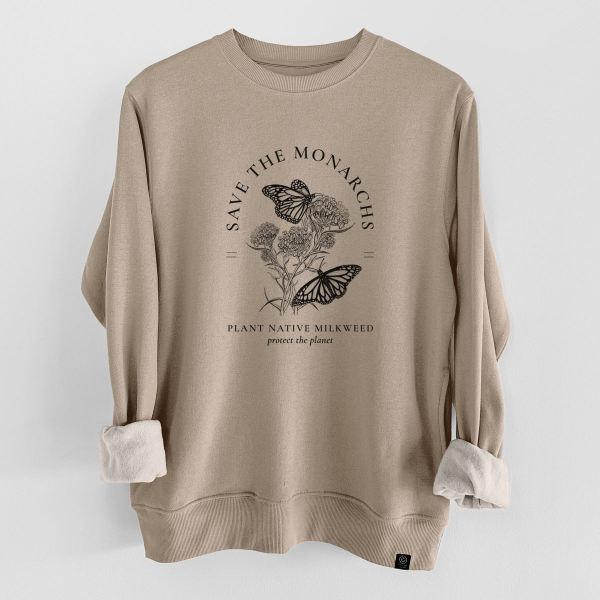 Save the Monarchs - Plant Native Milkweed  - Unisex Reclaimed Crewneck Sweatshirt