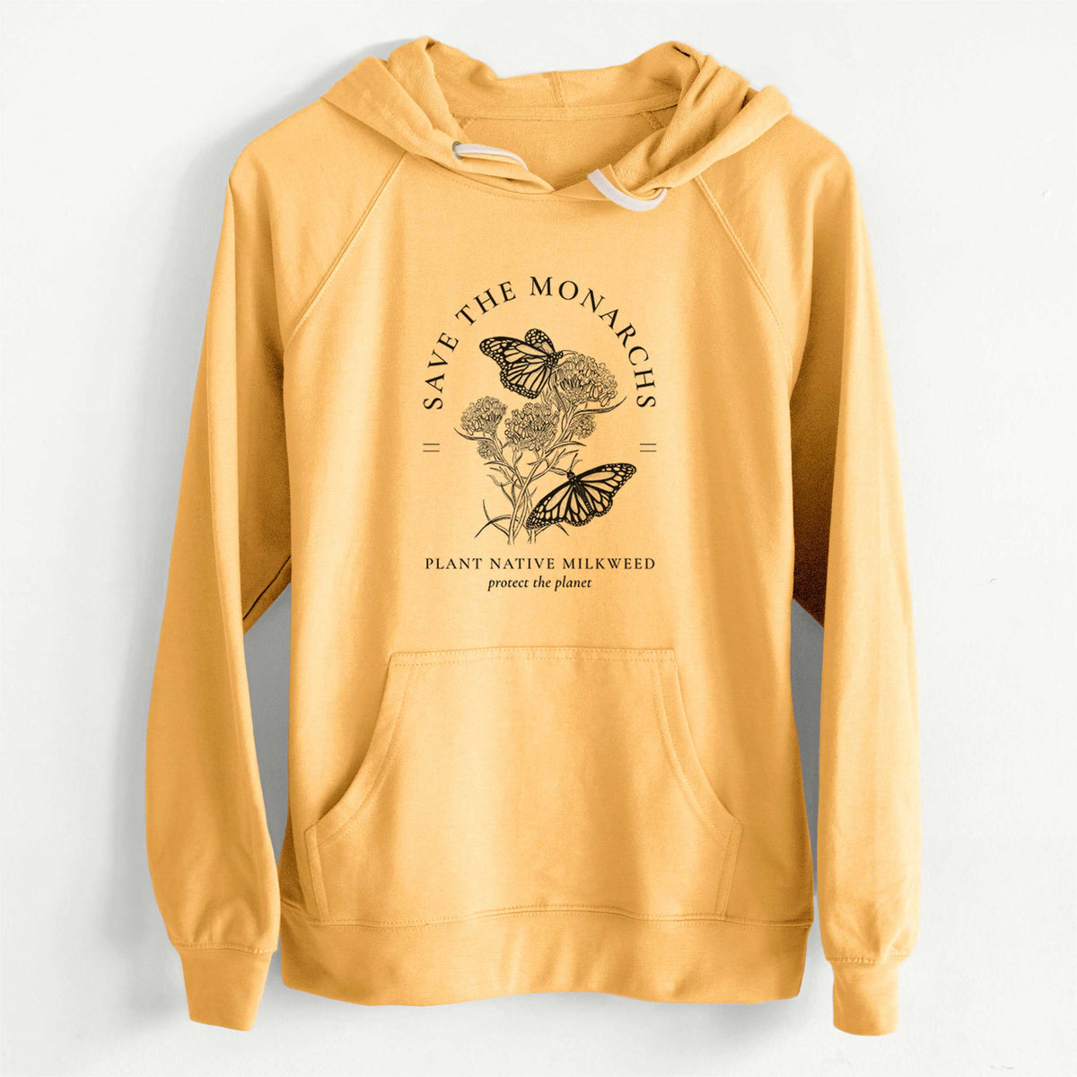 CLEARANCE - Save the Monarchs - Plant Native Milkweed  - Unisex Slim Fit Loopback Terry Hoodie