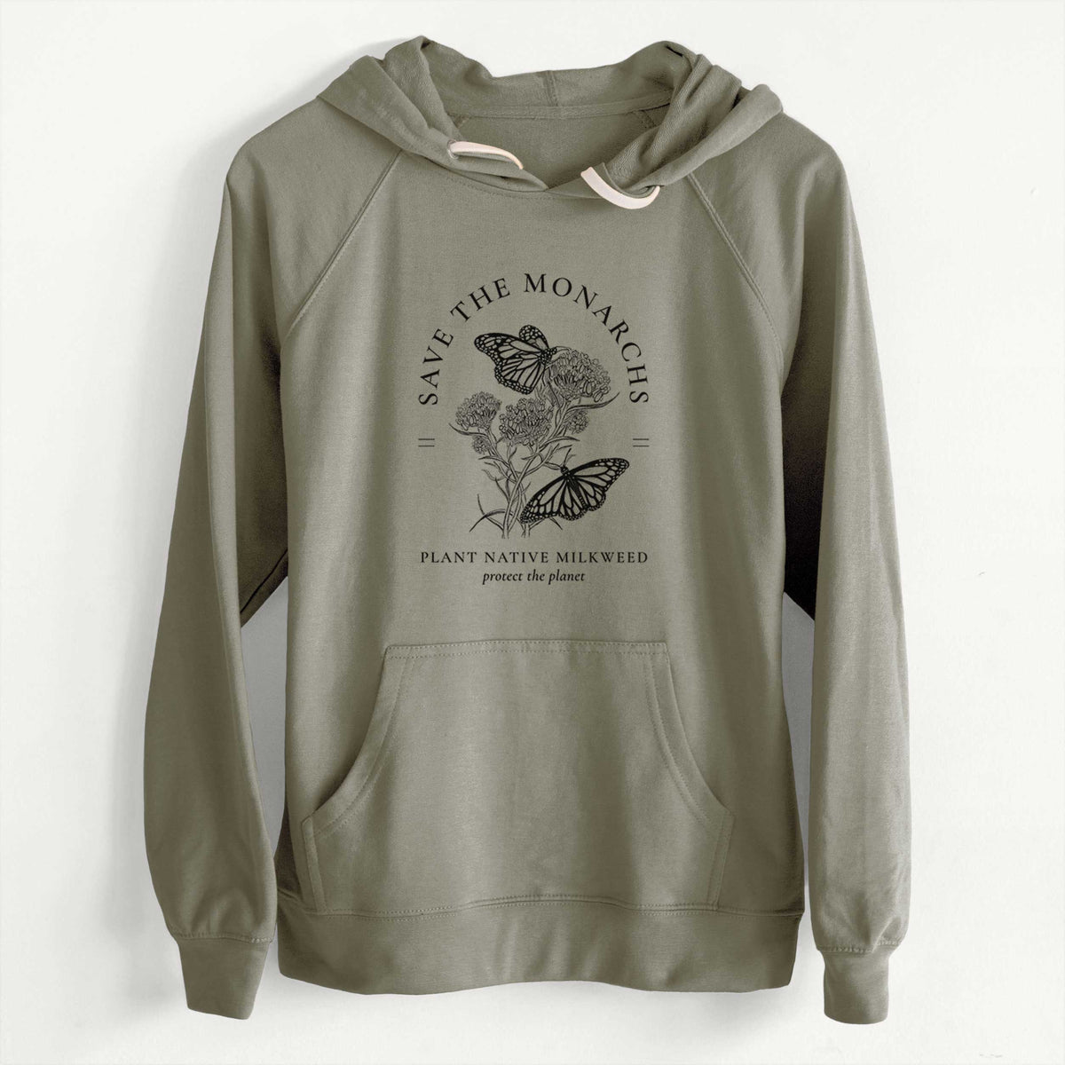 CLEARANCE - Save the Monarchs - Plant Native Milkweed  - Unisex Slim Fit Loopback Terry Hoodie