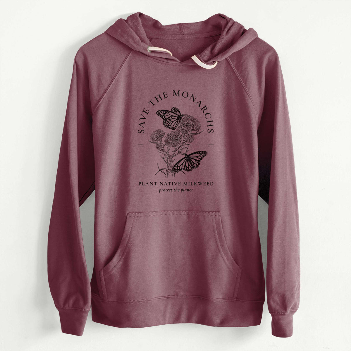 CLEARANCE - Save the Monarchs - Plant Native Milkweed  - Unisex Slim Fit Loopback Terry Hoodie