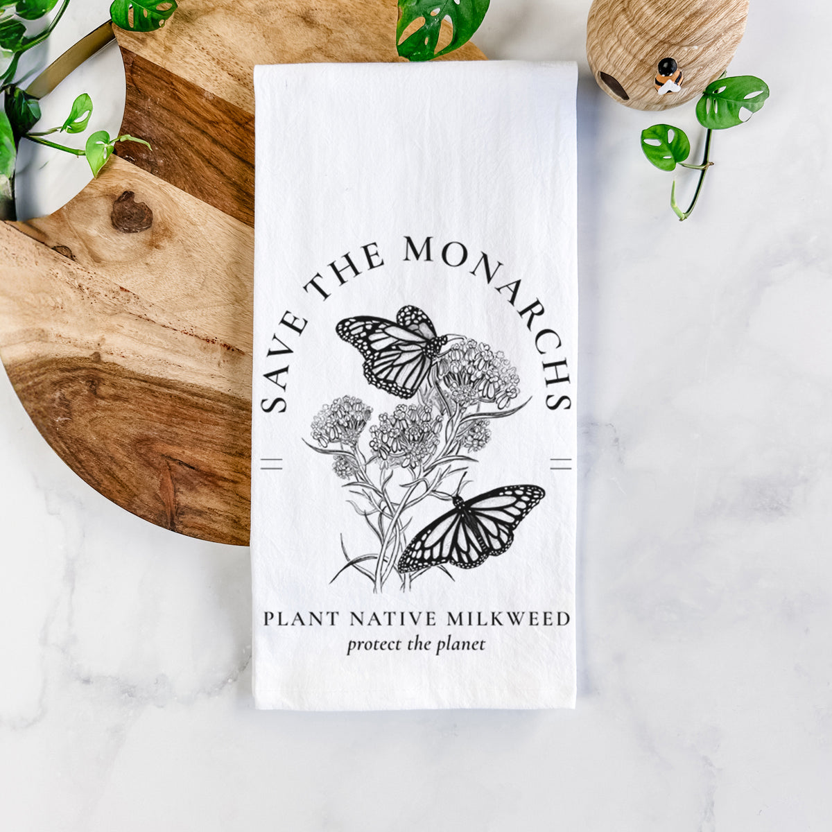 Save the Monarchs - Plant Native Milkweed Tea Towel