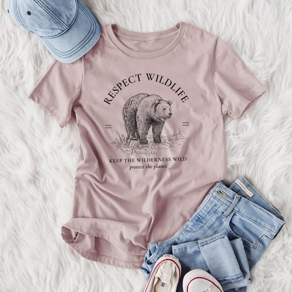 Respect Wildlife - Keep the Wilderness Wild - Women's Lightweight Relaxed Fit 100% Cotton Crewneck