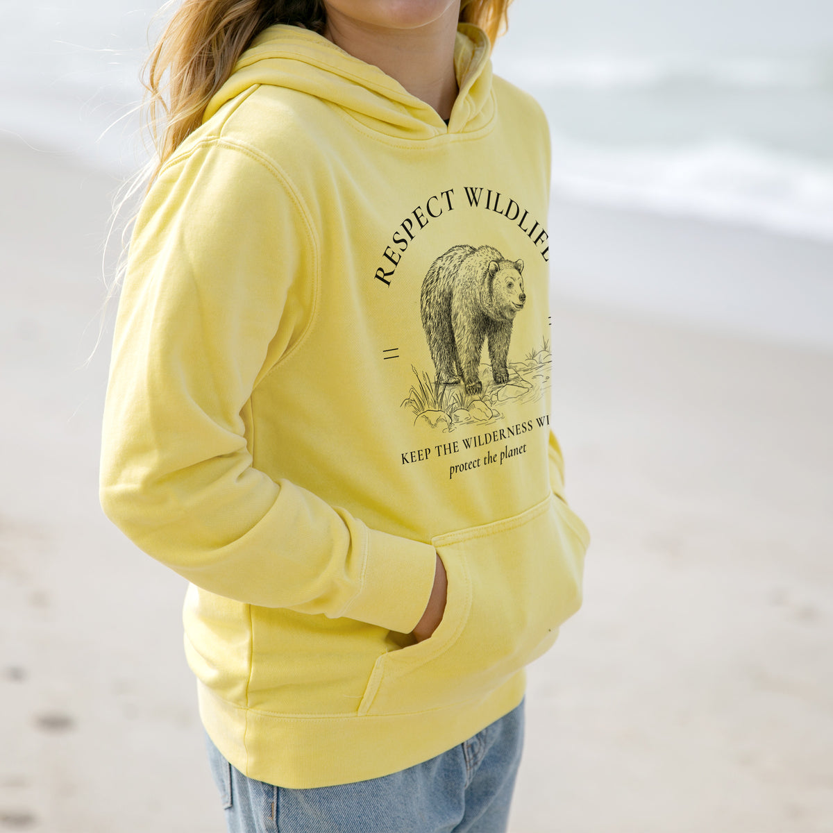 Respect Wildlife - Keep the Wilderness Wild - Youth Pigment Dyed Hoodie