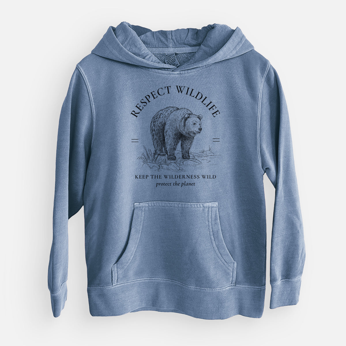 Respect Wildlife - Keep the Wilderness Wild - Youth Pigment Dyed Hoodie