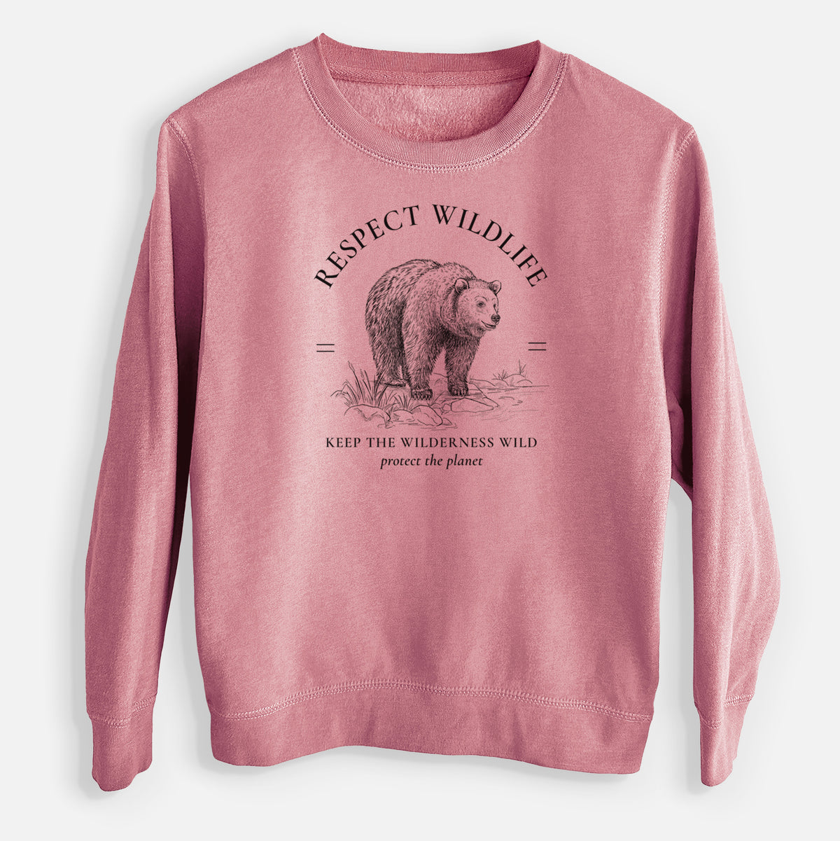 Respect Wildlife - Keep the Wilderness Wild - Youth Lightweight Crewneck Sweatshirt