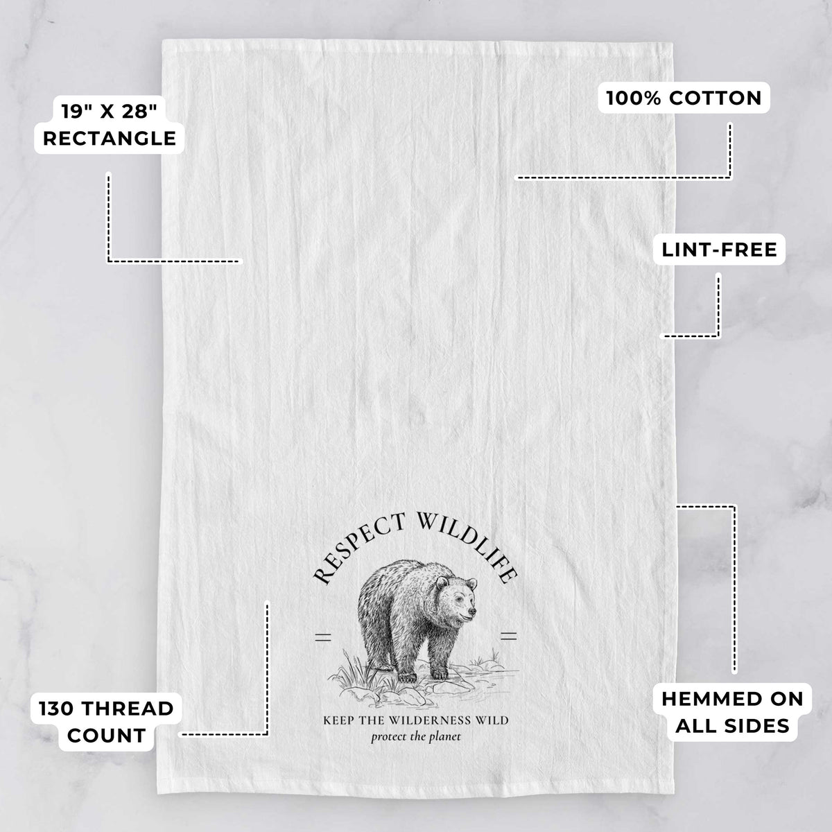 Respect Wildlife - Keep the Wilderness Wild Tea Towel