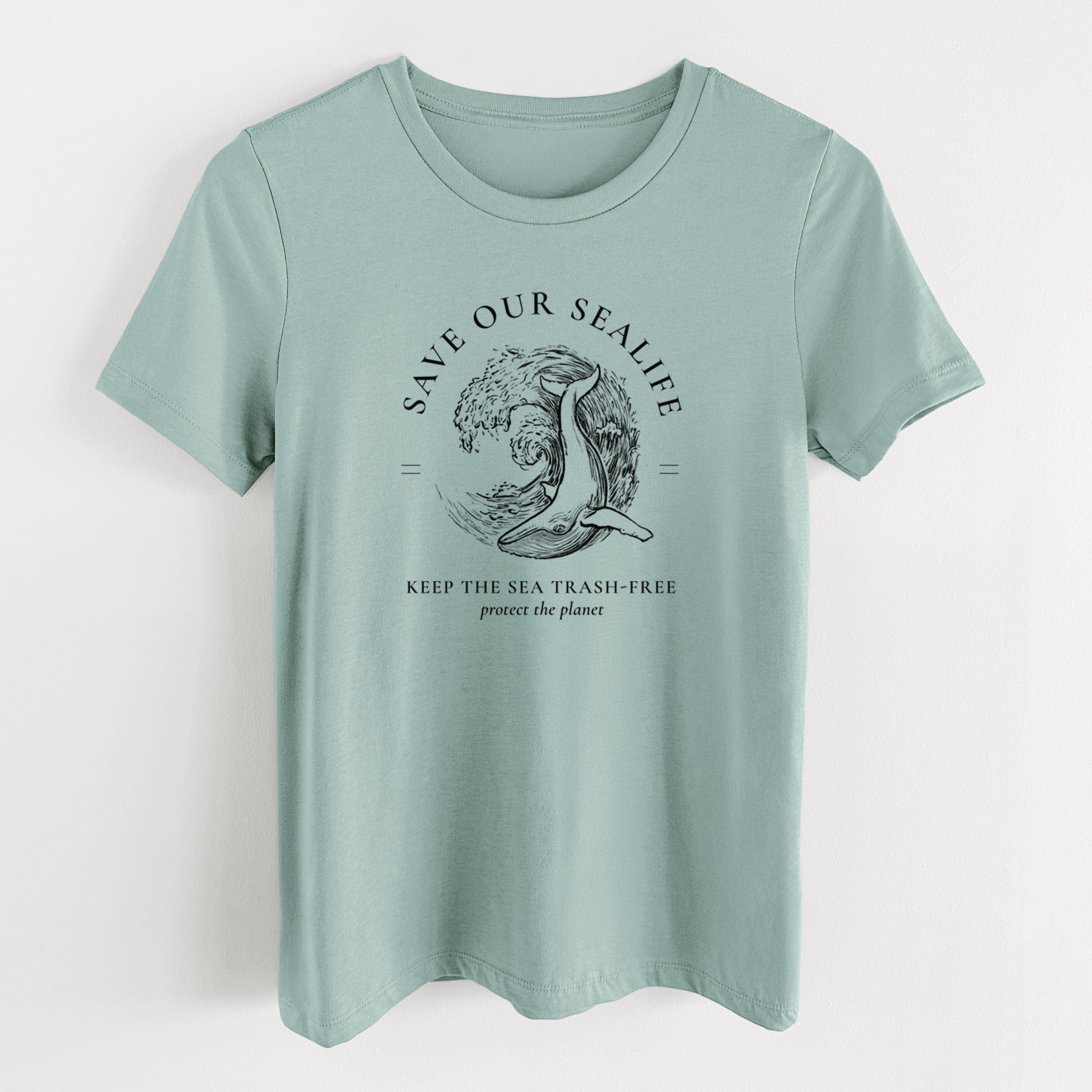 Save our Sealife - Keep the Sea Trash-Free - Women's Lightweight Relaxed Fit 100% Cotton Crewneck
