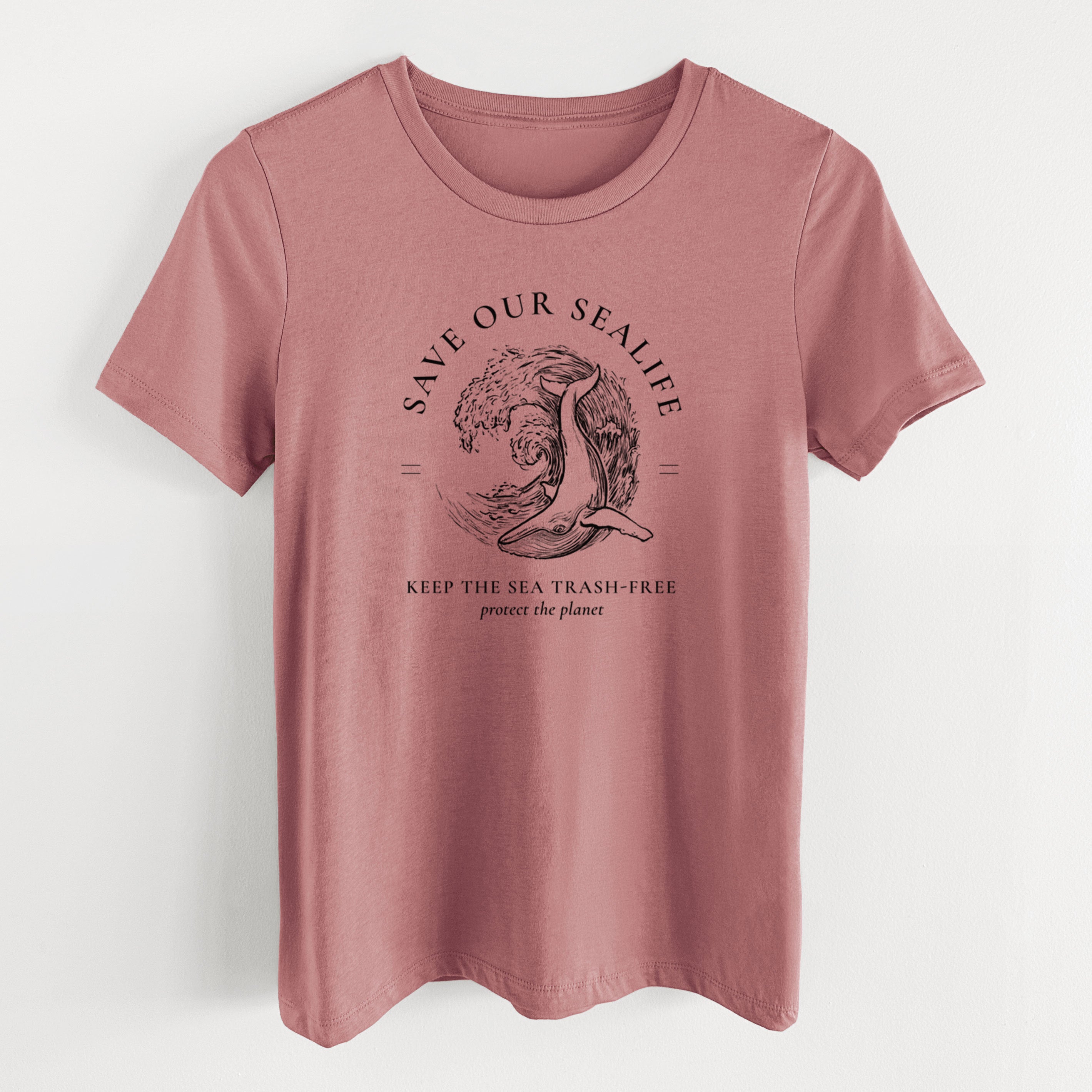 Save our Sealife - Keep the Sea Trash-Free - Women's Lightweight Relaxed Fit 100% Cotton Crewneck