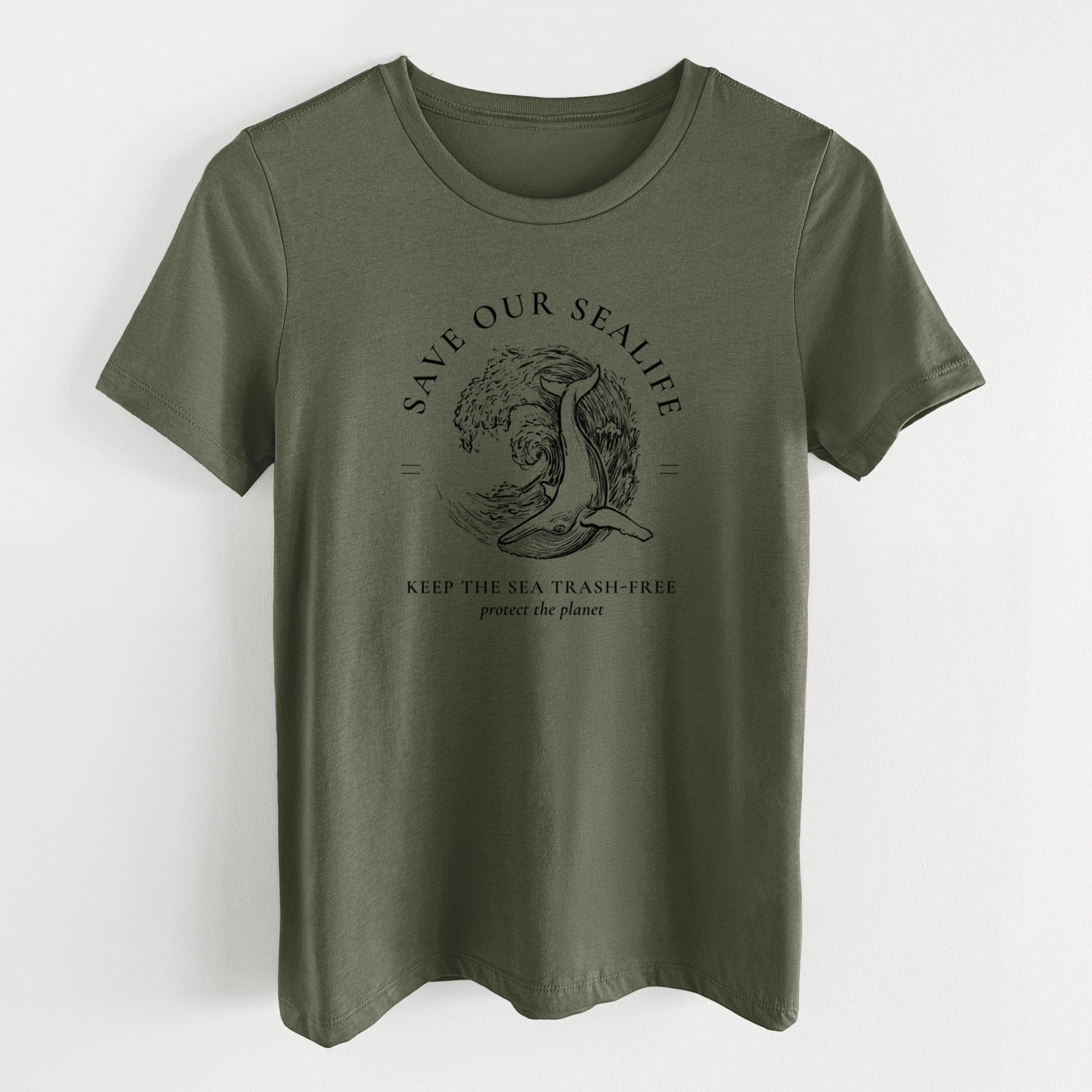 Save our Sealife - Keep the Sea Trash-Free - Women's Lightweight Relaxed Fit 100% Cotton Crewneck
